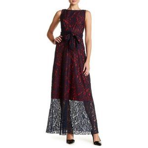 Eva Franco Adelle Lace Dress Navy Blue / Red